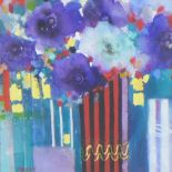 Suzan Malcolm, (SCOTTISH CONTEPORARY) 'Anemones', mixed media on paper, signed, framed under glass