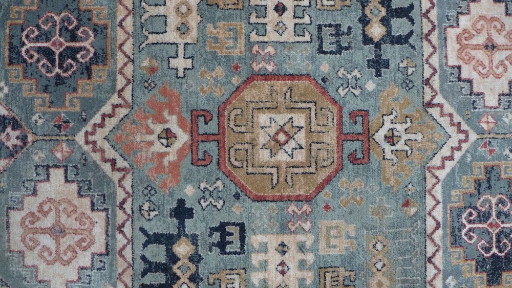 Persian rug with olive field and geometric motifs, 201 x 134cm. - Image 2 of 3