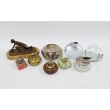 A collection of miniature curling stones, inglass, brass and resin , etc (a lot)