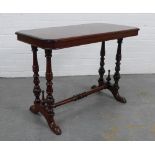 Mahogany writing / side table, rectangular top with canted corners, on twin supports with ring