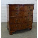 Mahogany bow front chest with two short and three long graduating drawers. 97 x 91 x 55cm.