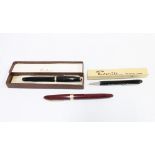 Vintage parker fountain pen with 14ct gold nib, boxed and a Sheaffer's fountainpen with gold nib and