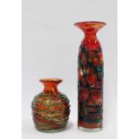 Two Mdina moulded art glass vases, taller 31cm (2)