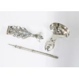 Scottish silver caddy spoon, John D McAllister, Glasgow 1944 together with Norwegian silver tongs,