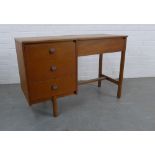 Symbol Furniture - teak dressing table, with three short drawers and a lift up top and internal