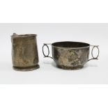 Edwardian silver christening mug, London 1904 and a Sheffield silver bowl (2)