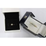 18ct gold three stone diamond ring, illusion set, Birmingham 1963 together with a 9ct gold diamond