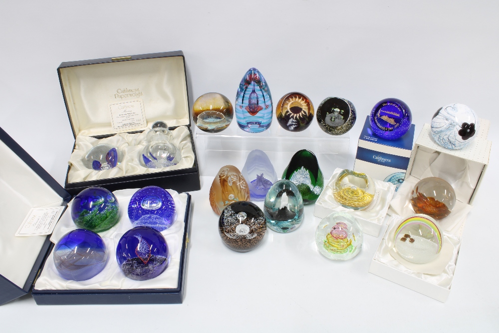 Caithness Glass paperweights, limited editions to include Mercury, Autumn Leaves, Journey's End,