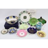 A collection of commemorative porcelains to include a Concorde tankard, Order of the Thistle cabinet