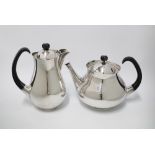 Eric Clements for Mappin & Webb, EPNS teapot and water jug. taller 19cm (2) 19cm.