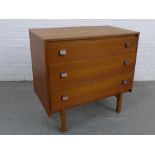 Symbol Furniture - teak chest, the rectangular top over three long drawers . 72 x 76 x 42cm.