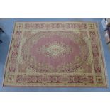 Prado Orient Keshan Super rug / carpet, salmon field with central foliate medallion and border,