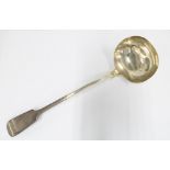 George V silver soup ladle, James Dixon & Sons, Sheffield 1911, 34cm long