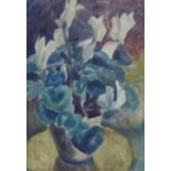 Audrey Turner, 'Cyclamen' watercolour on paper, signed and dated 1957, framed under glass and