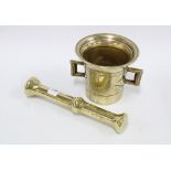 Brass mortar and pestle (2) 11cm.