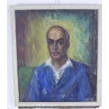 Mid 20th century Indian School, portrait of a gent, oil on card, apparently unsigned, framed 64 x