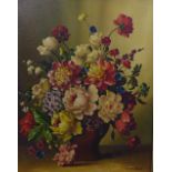 James North, vase of flowers still life, oil on canvas, signed, in an ornate gilt frame, 40 x 50cm
