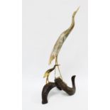 Cow horn model of two birds bird on a rams horn base, 62cm.