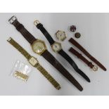 Gents vintage Optima wristwatch and two ladys wristwatches, a gold plated watch face and two
