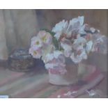 Margaret Law, still life of flowers, oil on canvas, signed, framed under glass within an ornate