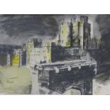 John Piper OM, CH (1903-1992) Windsor Castle, coloured print, framed under glass, 35 x 26