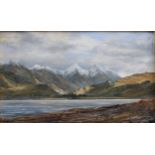 Ian S. Johnstone (SCOTTISH 1957 - 2009) 'The Five Sisters of Kintail, From Loch Duich', oil on