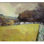 John McKinnon Crawford DA (SCOTTISH 1931 - 2005) a cottage and landscape scene, oil on canvas,