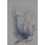 After David Roberts RA, RBA (1796-1864) 'Triumphal Arch Crossing the Ravine' coloured print,
