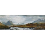 Ian S. Johnstone (SCOTTISH 1957 - 2009) 'River Sligachan, Skye' oil on board, signed, framed, 60