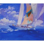John Harris 'Cresting the Wave' coloured giclee A/P print, framed under glass, 84 x 76cm including