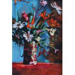 J. Divine, (CONTEMPORARY SCHOOL) Still Life jug of flowers, oil on oil board, signed and framed,