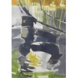 Kittie Jones, three Ducks, colour monotype, signed and dated 2020, framed under glass, 42 x 60cm