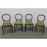 Set of four Victorian rosewood balloon back chairs, 44 x 86 x 41cm. (4)