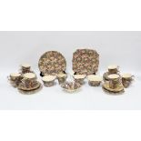 Two Royal Winton chintz 'Hazel' pattern six place tea sets, including one yellow saucer (43)