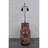 Chinoiserie twin light table lamp, 83cm