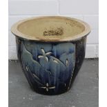 Blue stoneware planter 25 x 30cm