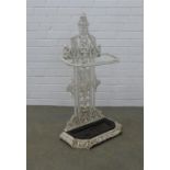 A Victorian cast iron stick stand and drip tray, Rd number 92713, 46 x 88 cms high.
