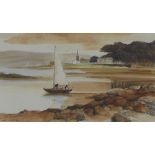 Dorothy Bruce PAI 'Largs', watercolour, signed and inscribed bottom left, framed under glass, 35 x