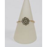 18ct gold and platinum diamond flowerhead ring, size U