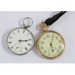 Gold plated open face pocket watch and a silver cased pocket watch (2)
