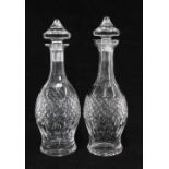 Pair of crystal glass decanters with stoppers, 32cm (2)