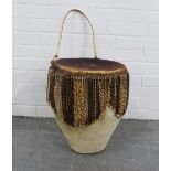 African style animal hide drum,. 37 x 42cm.