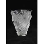 Lalique 'Cantharus' frosted glass vase, 17.5 x 14.5cm