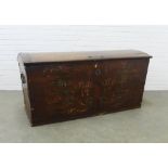 Painted wooden marriage chest, dated '1792' with domed top, 135 x 67 x 64cm.