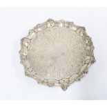 Victorian silver salver, by George Frederick Pinnell, London 1846, with a pie crust edge and