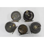 Five vintage fishing reels to include Allcock & Co 'The Ousel', Eton & Deller, Anderson & Sons