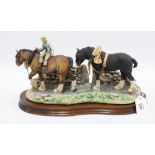 Border Fine Arts 'Coming Home' JH9A, (Two Heavy Horses), model No. JH9A by Judy Boyt, on a wooden