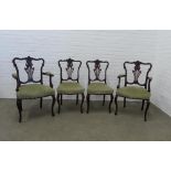 Edwardian part parlour suite comprising of two open arm chairs and two side chairs, all with sage