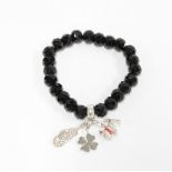 Thomas Sabo black crystal bracelet with three silver charms