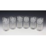 Rare set of six Edinburgh Crystal Thistle design Highball whisky tumblers / glasses, in unused